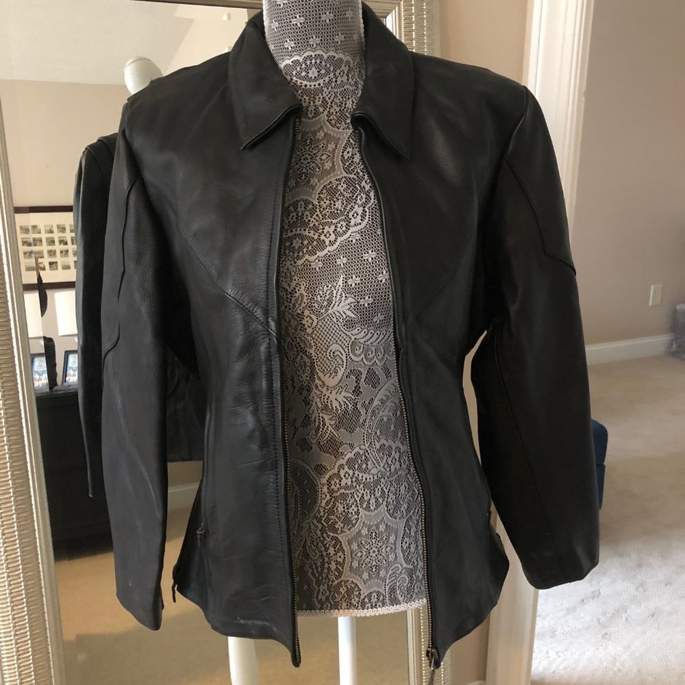 Women's Mega Force Leather Motorcycle Jacket M